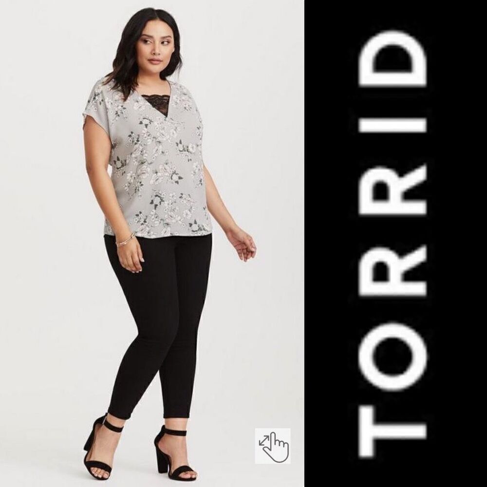 Torrid Georgette‎ Lace Inset Blouse Size 1X